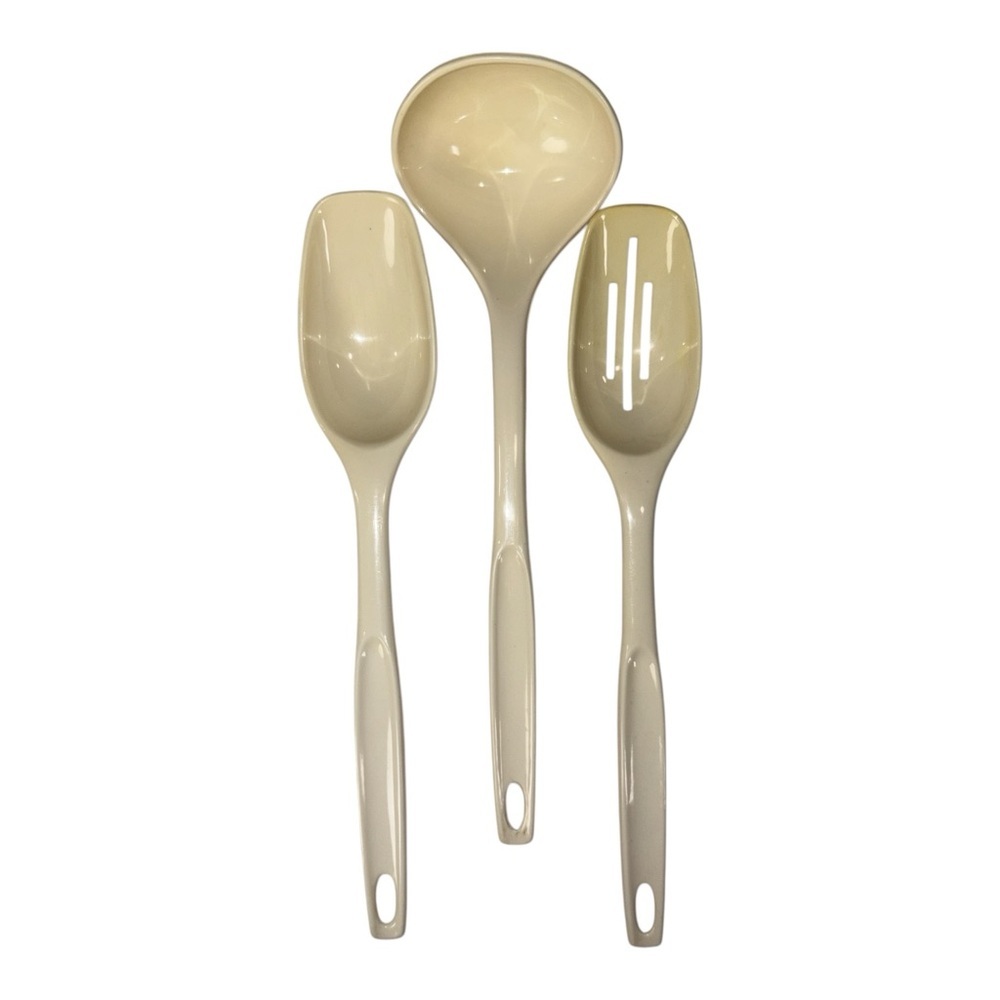 Vintage Foley Cream Nylon Slotted & Basting Spoon Soup Ladle Kitchen Utensils